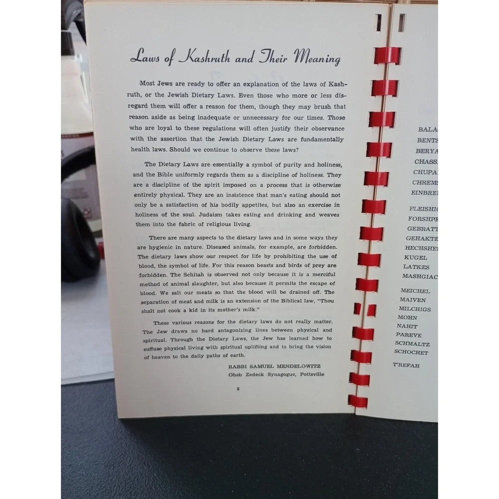 Oheb Zedeck Synagogue Jewish Cookbook Spiral‎ 1956 Sisterhood Pottsville, PA